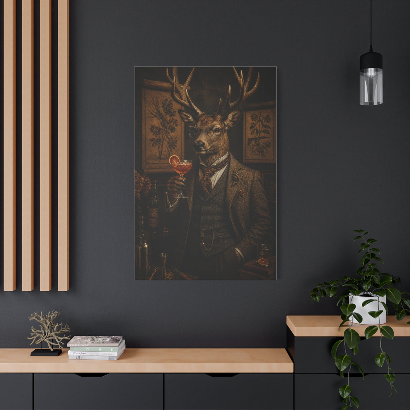 Aristocratic Deer Gentleman Cocktail Portrait Wall Art & Canvas Print