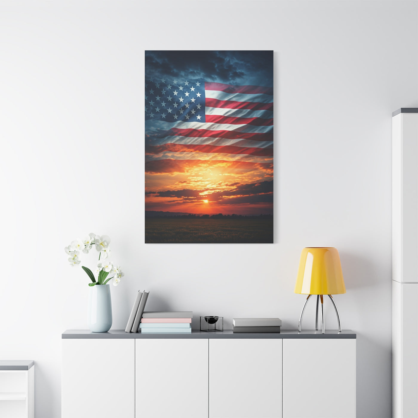 American Flag Sunset Glory Wall Art & Canvas Prints