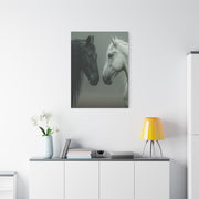 Dual Horse Contrast Portrait Wall Art & Canvas Print