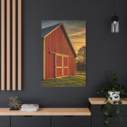 Red Barn in Golden Countryside Wall Art & Canvas Prints