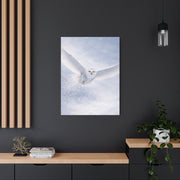 Snowy Owl Winter Flight Minimal Wall Art & Canvas Print