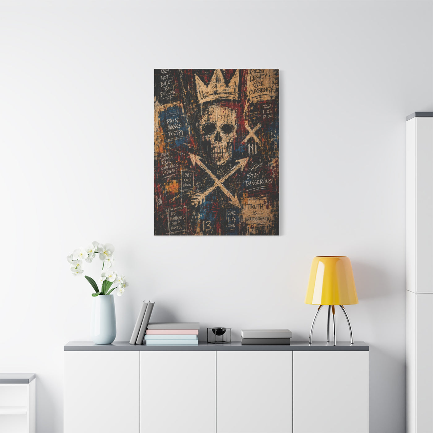 Crowned Skull Rebellion Street Wall Art & Canvas Print