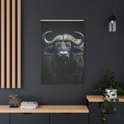 Ultra-Dark Matte Cape Buffalo Portrait Wall Art & Canvas Print