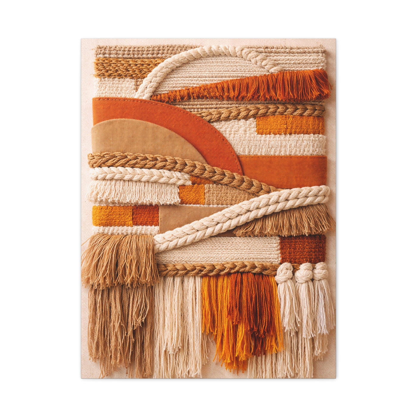 Boho Textile Orange Fiber Composition Wall Art & Canvas Print