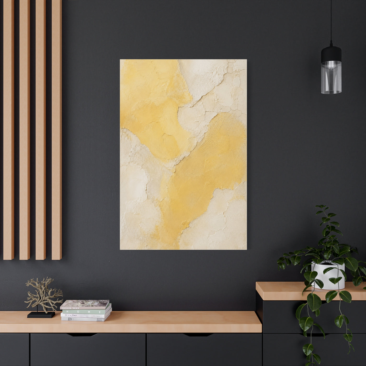 Wabi-Sabi Yellow Plaster Minimal Abstract Wall Art & Canvas Print