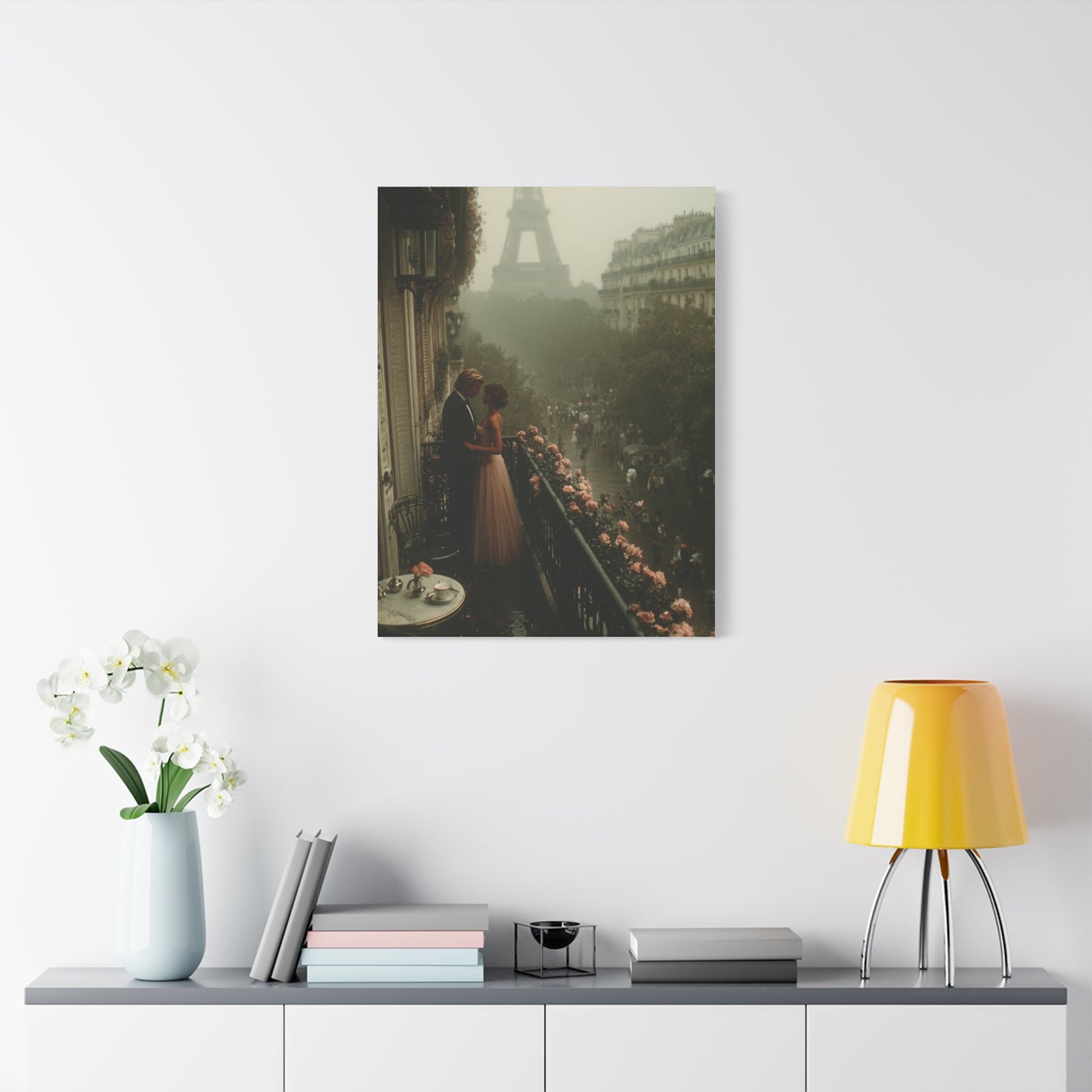 Paris Balcony Dawn Romance Wall Art & Canvas Print