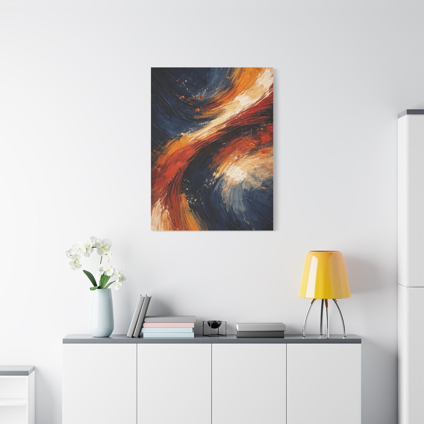 Navy and Terracotta Motion Abstract Wall Art & Canvas Print