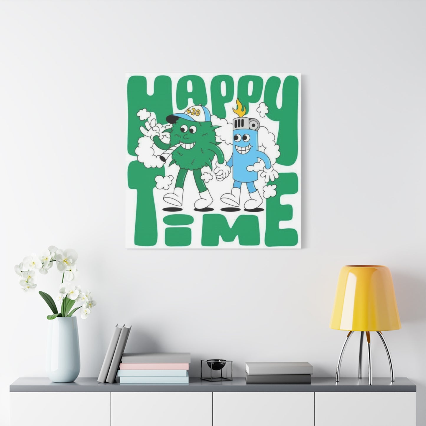 Happy Time Marijuana Wall Art & Canvas Prints