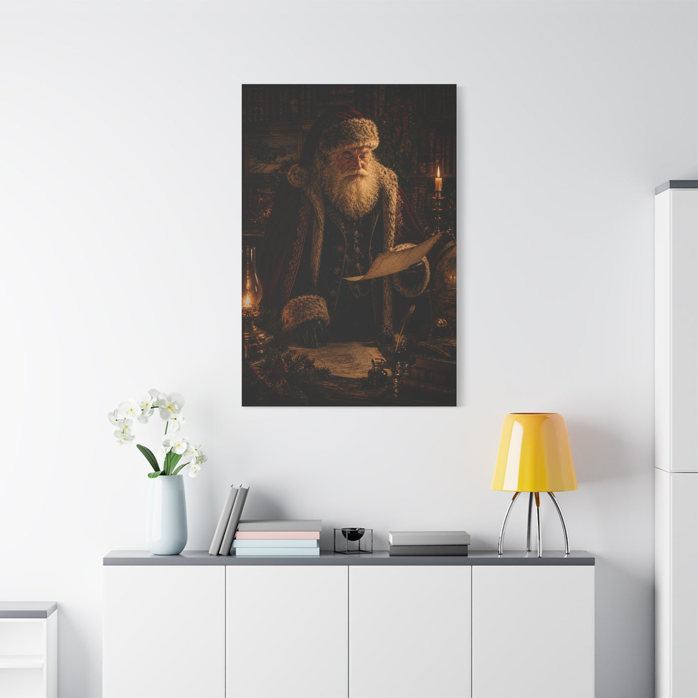 Dark Academia Santa Library Wall Art & Canvas Print