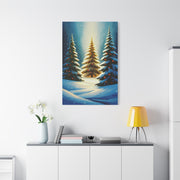 Impressionist Christmas Pine Forest with Falling Snow Wall Art & Canvas Print