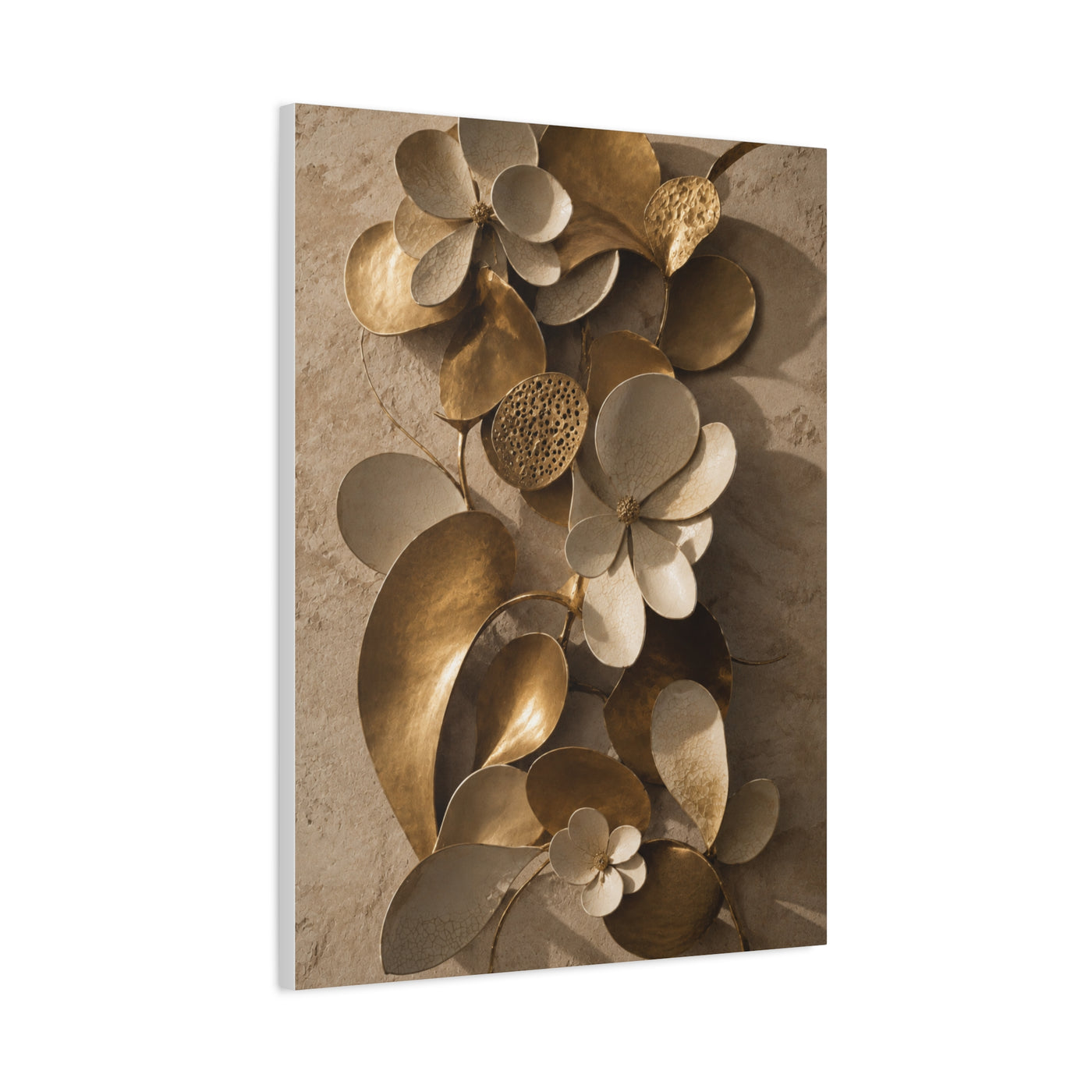 Brass and Ceramic Floral Relief Wall Art & Canvas Print