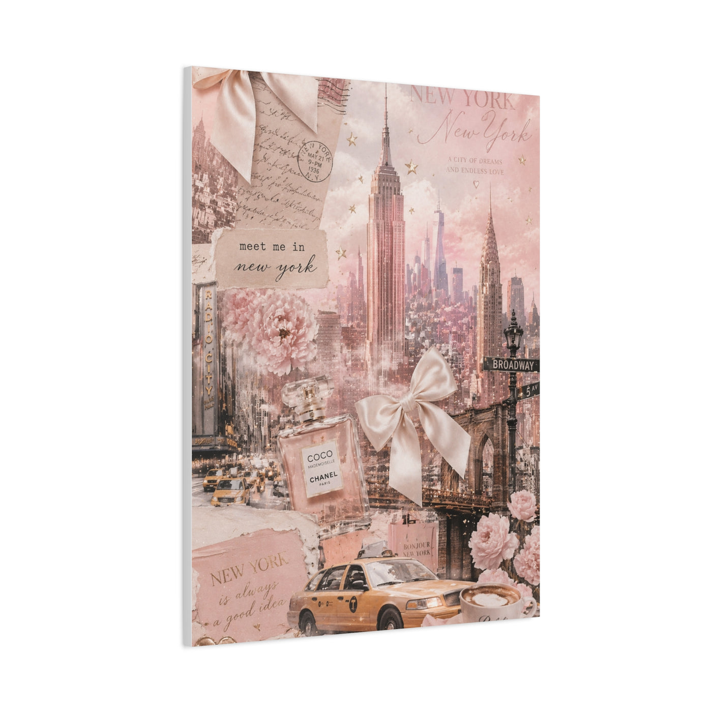 Romantic Blush NYC Dream Collage Wall Art & Canvas Print