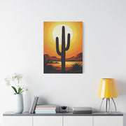 Retro Desert Sunset Cactus Silhouette Wall Art & Canvas Prints