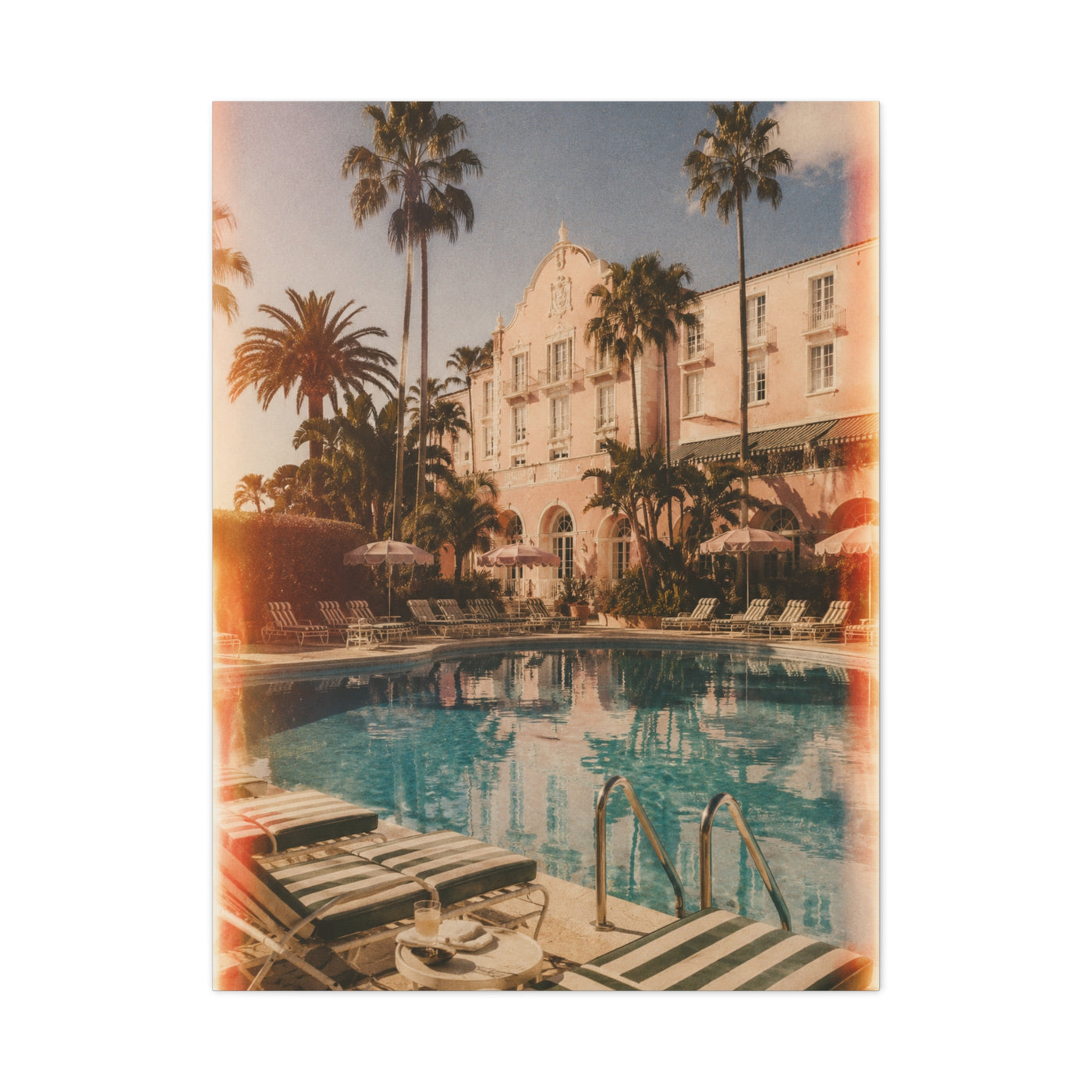 Palm Beach Poolside Retro Photograph Wall Art & Canvas Print