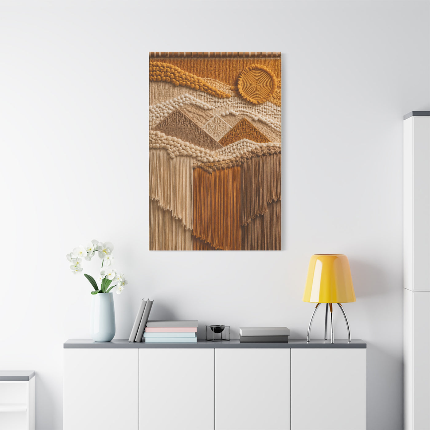Boho Mountain Fringe Textile Hanging Wall Art & Canvas Print