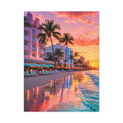Miami Beach Art Deco Sunset Wall Art & Canvas Print