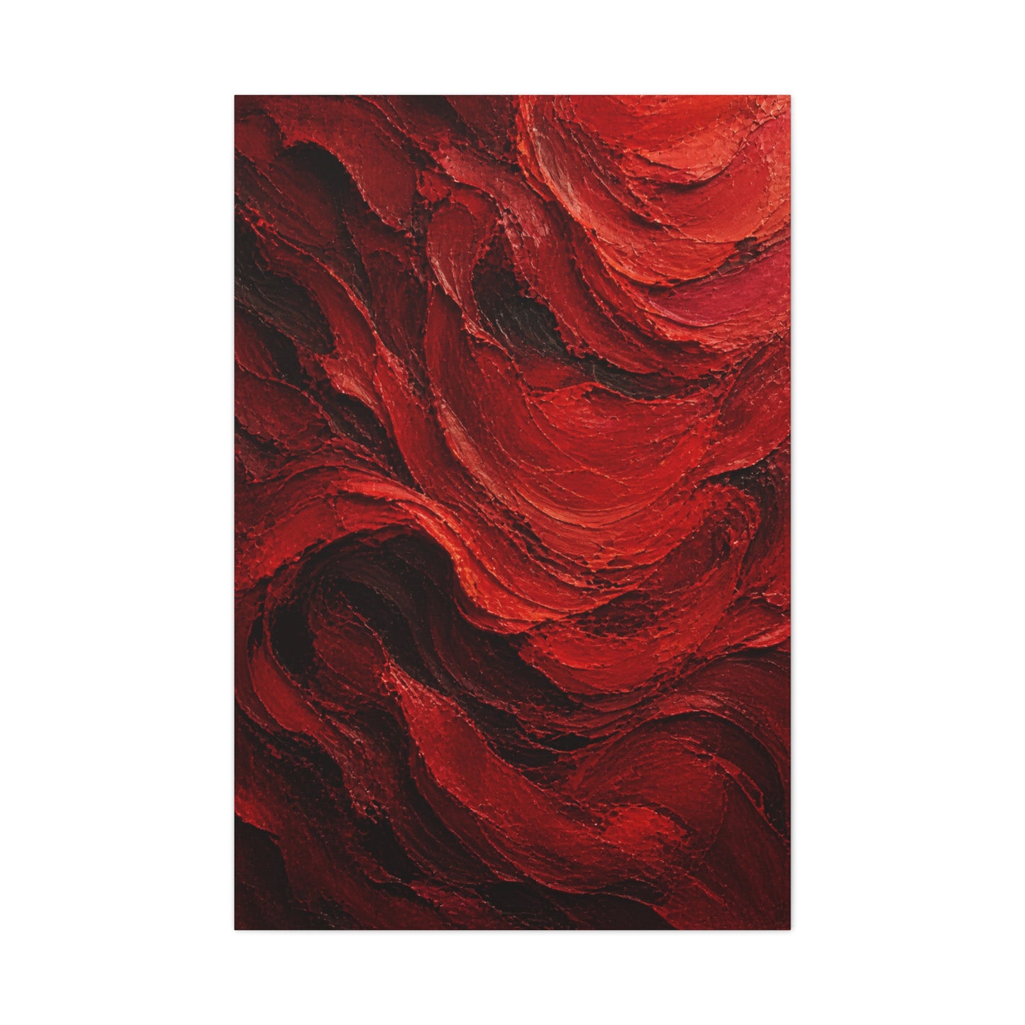 Crimson Wave Impasto Texture Wall Art & Canvas Print