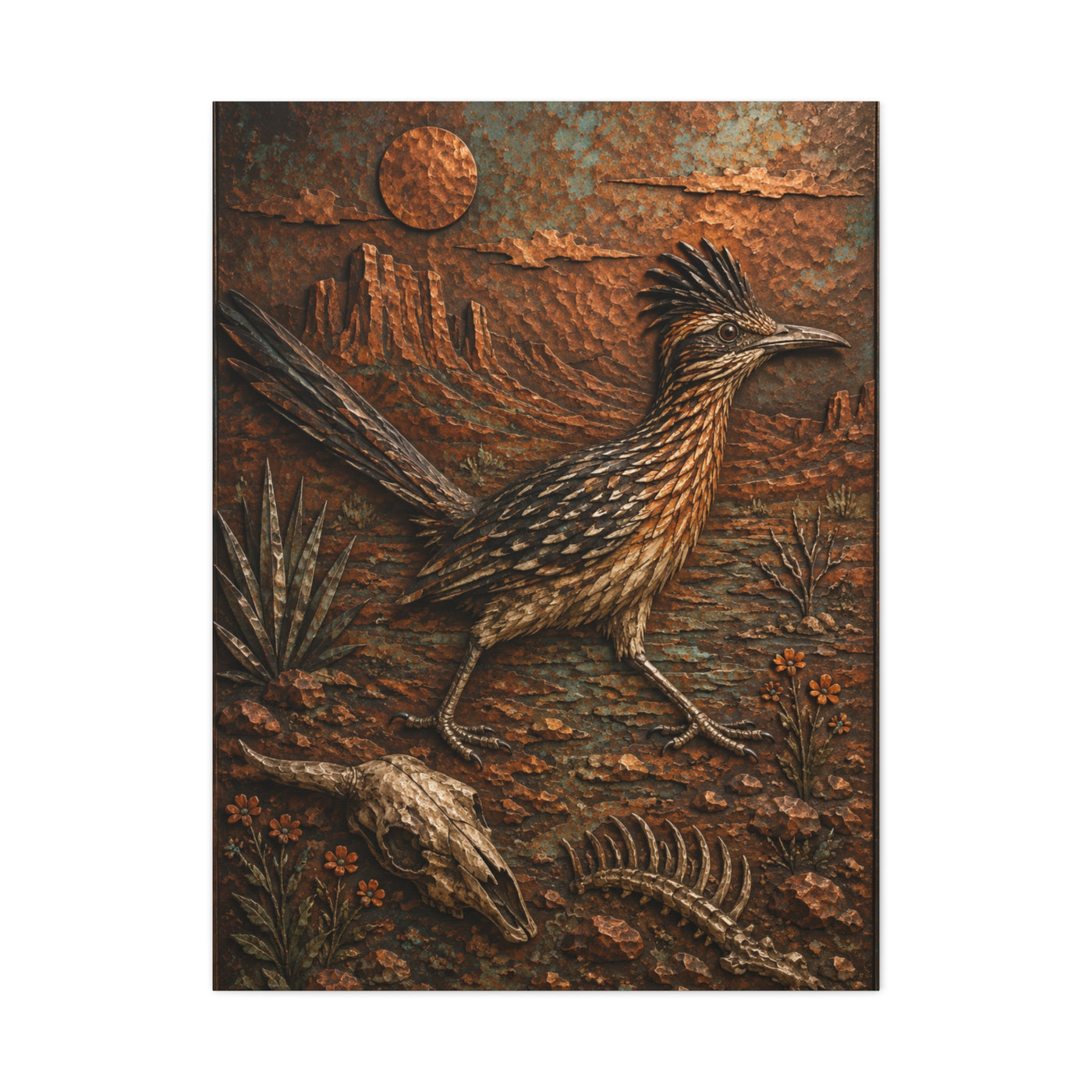 Hammered Copper Roadrunner Southwest Wall Art & Canvas Print
