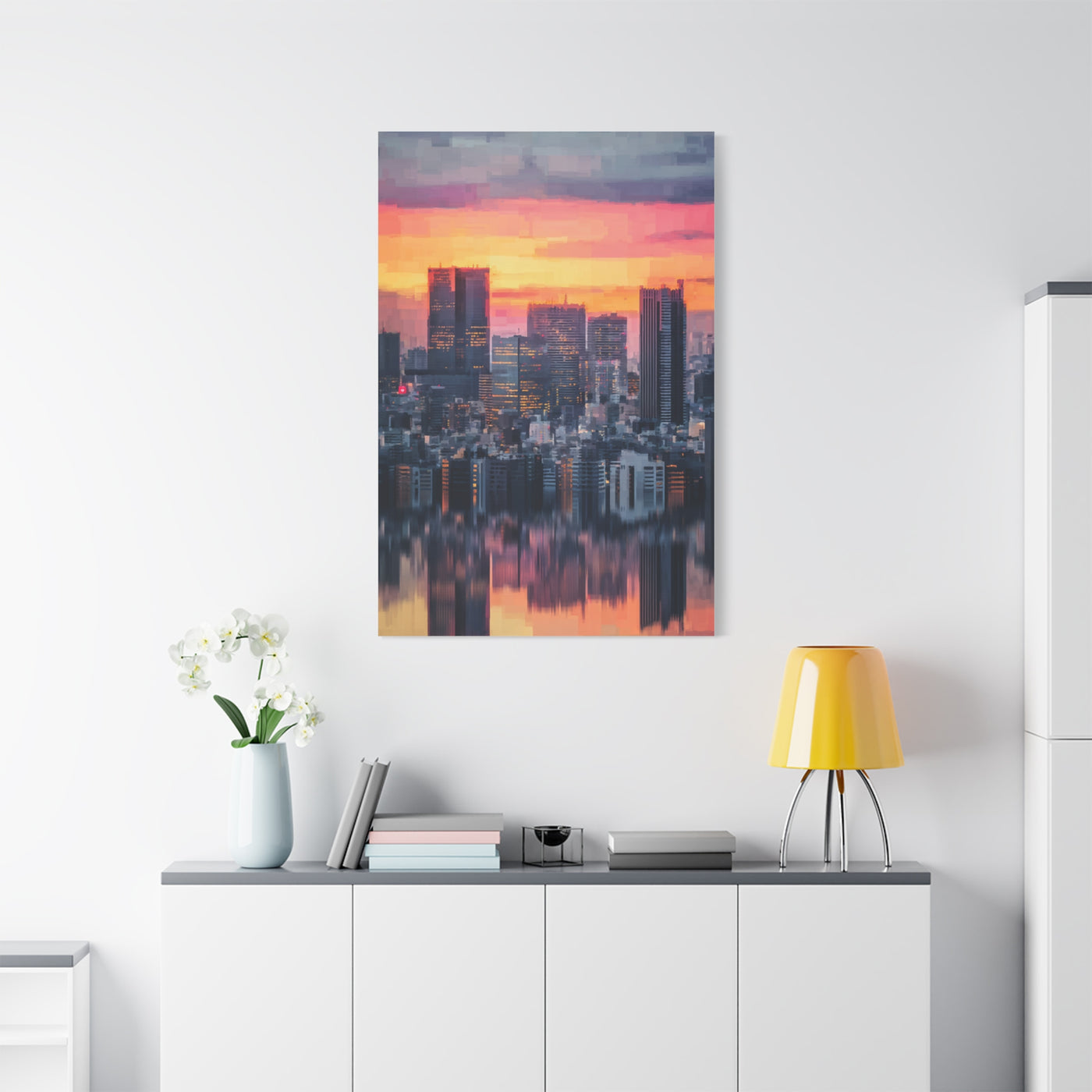 Tokyo Skyline Twilight Reflection Wall Art & Canvas Print