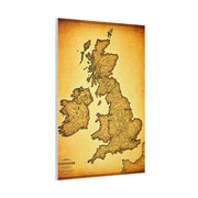 World Map on Aged Scroll Background Wall Art & Canvas Prints .