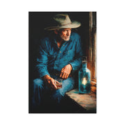 Whiskey Window Cowboy Painting Wall Art & Canvas Print