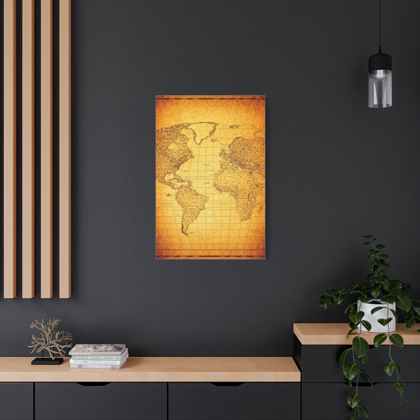 Vintage World Scroll Map Wall Art & Canvas Prints