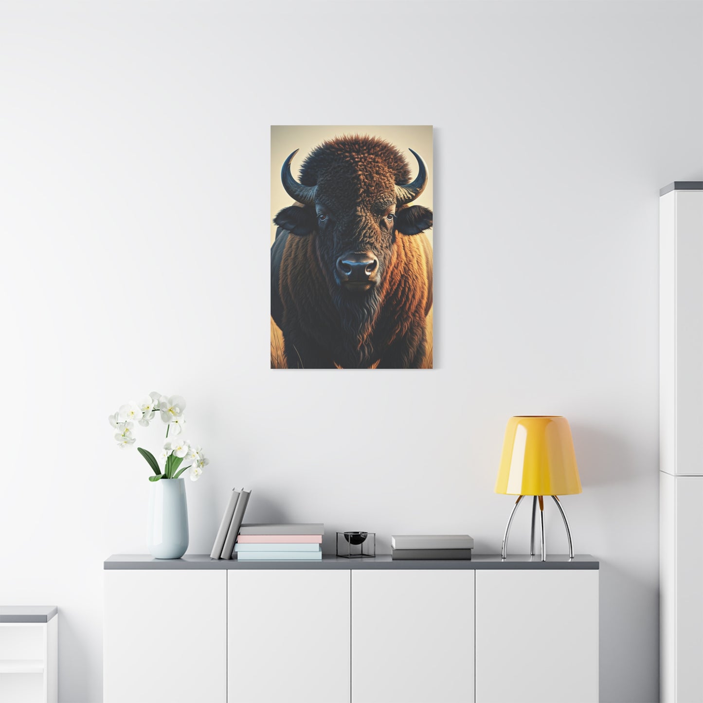 Golden Light American Bison Portrait Wall Art & Canvas Print