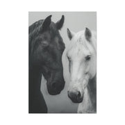 Intimate Dual Horse Monochrome Wall Art & Canvas Print