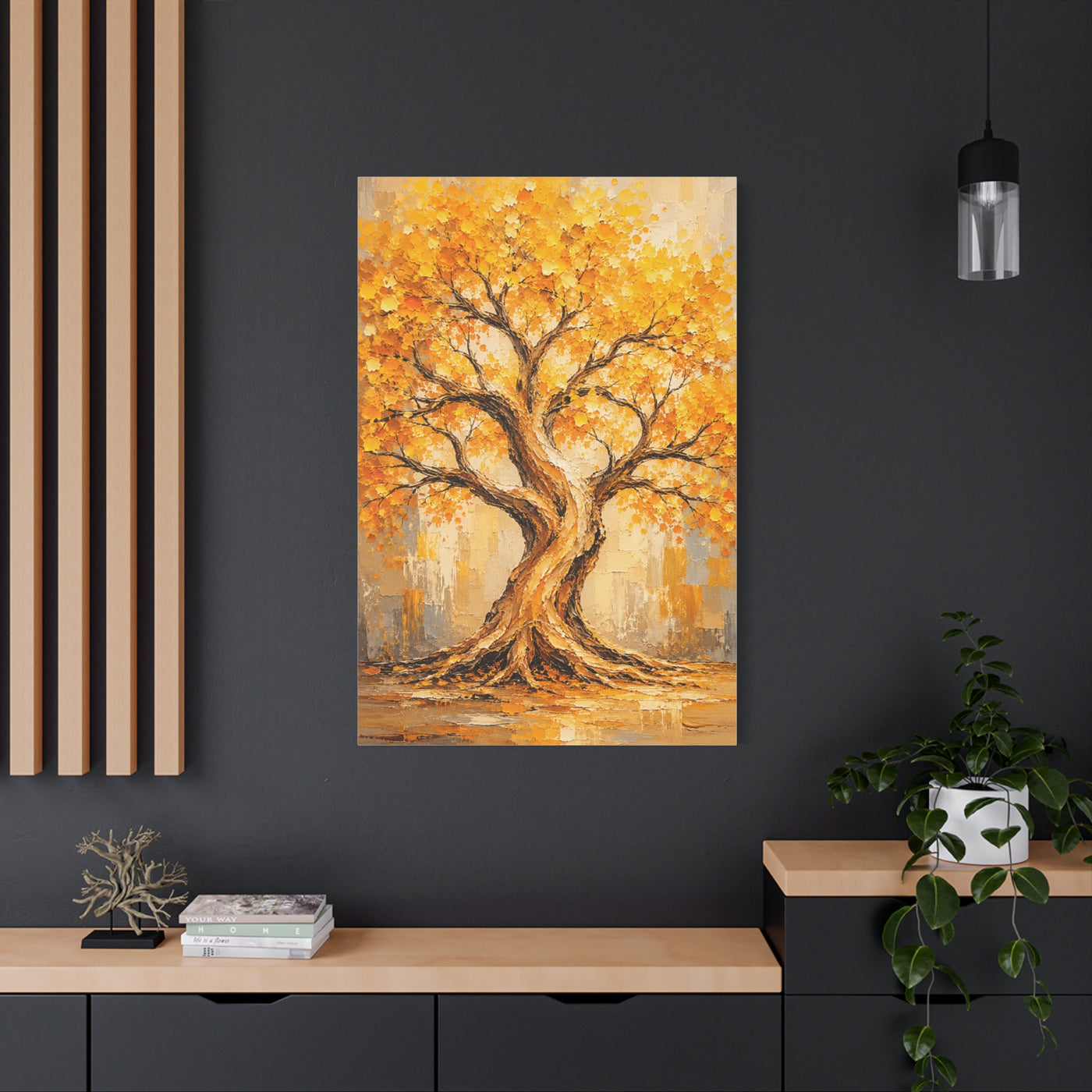 Golden Autumn Tree Impressionist Scene Wall Art & Canvas Print