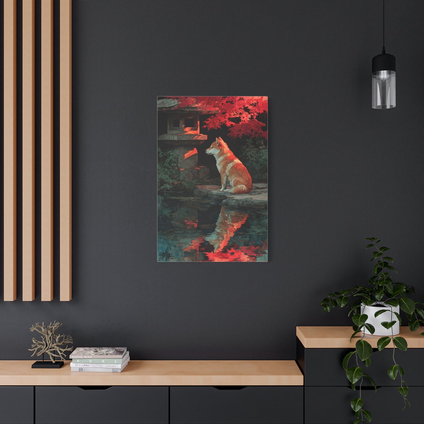Shiba Inu Kyoto Garden Reflection Wall Art & Canvas Print