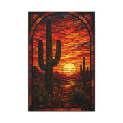 Stained Glass Desert Sunset Southwest Wall Art & Canvas Print