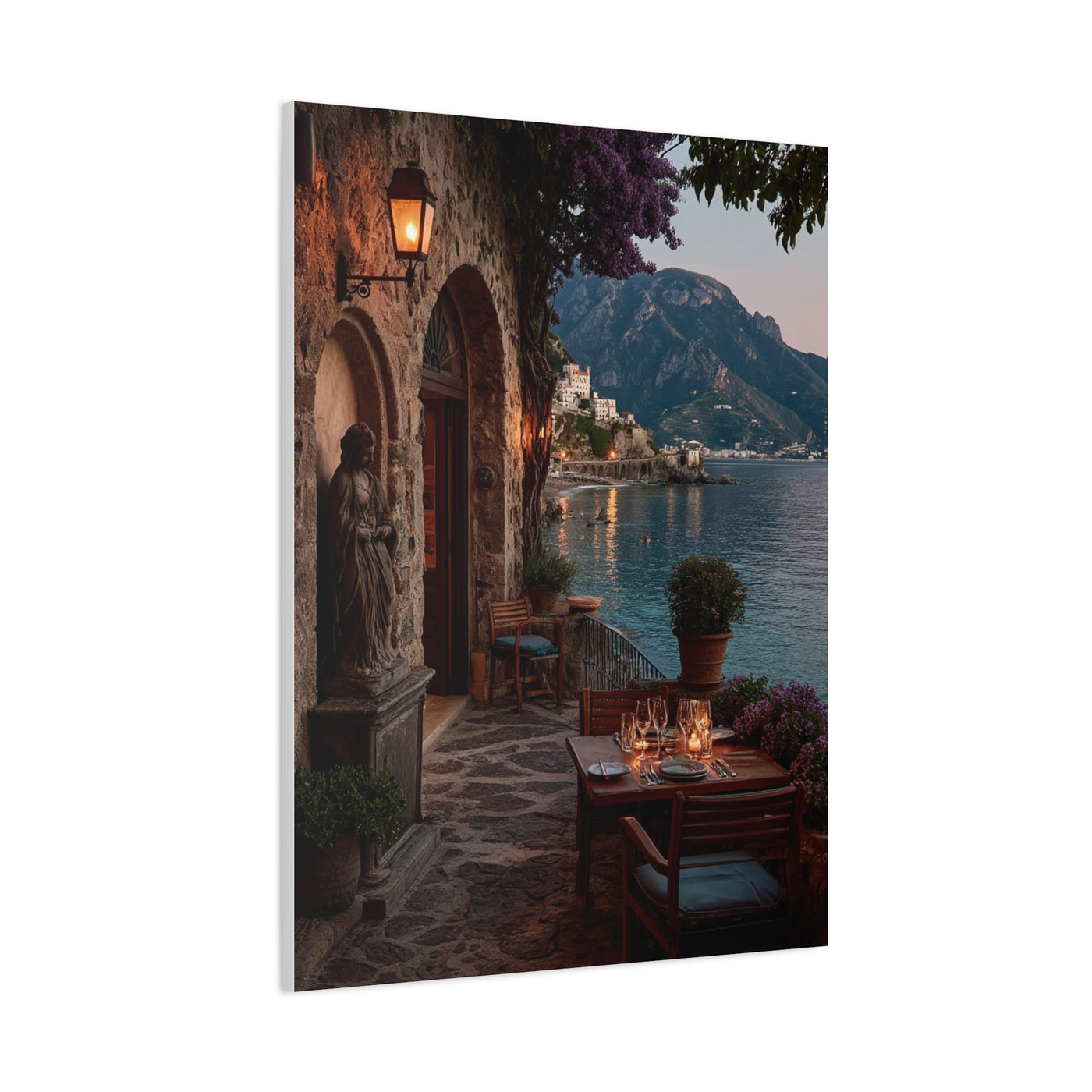 Amalfi Coast Candlelit Terrace Wall Art & Canvas Print