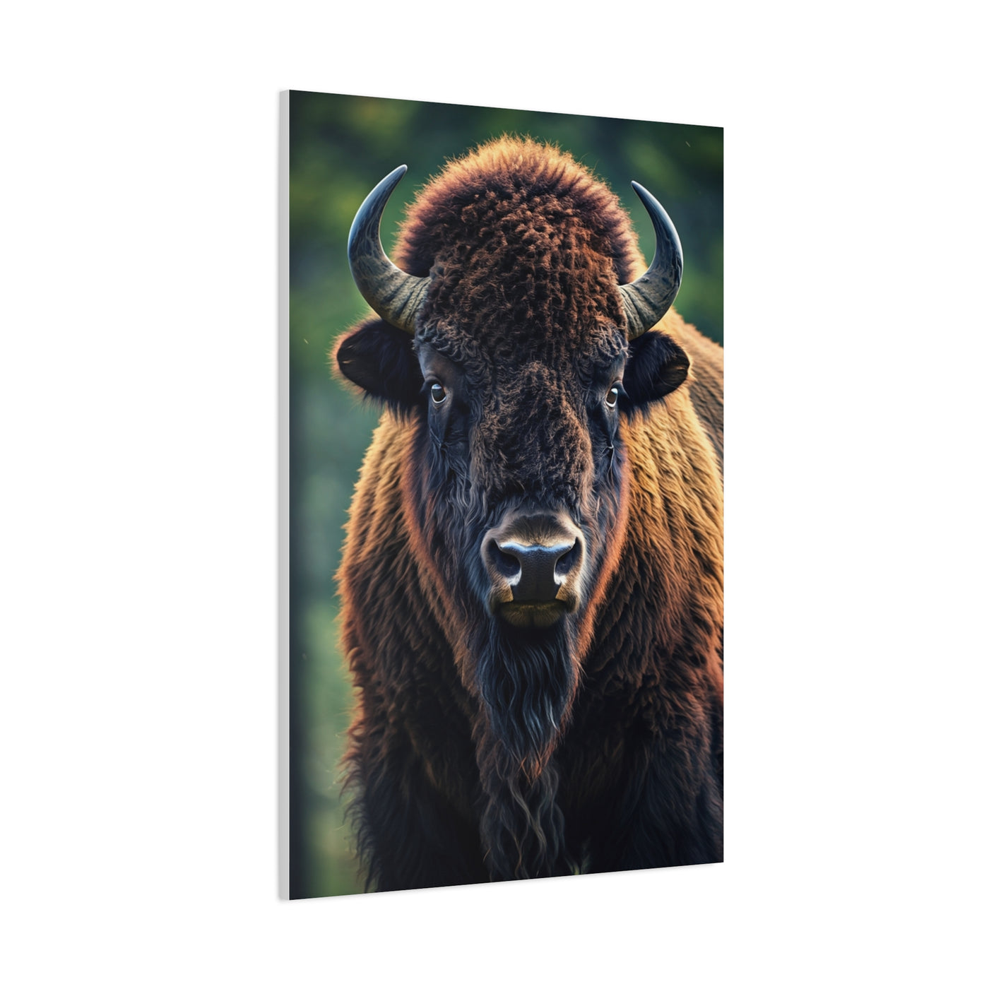 Vibrant Prairie Bison with Natural Green Backdrop Wall Art & Canvas Print