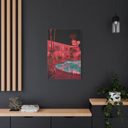 Pink Neon Pool Night Scene Wall Art & Canvas Print