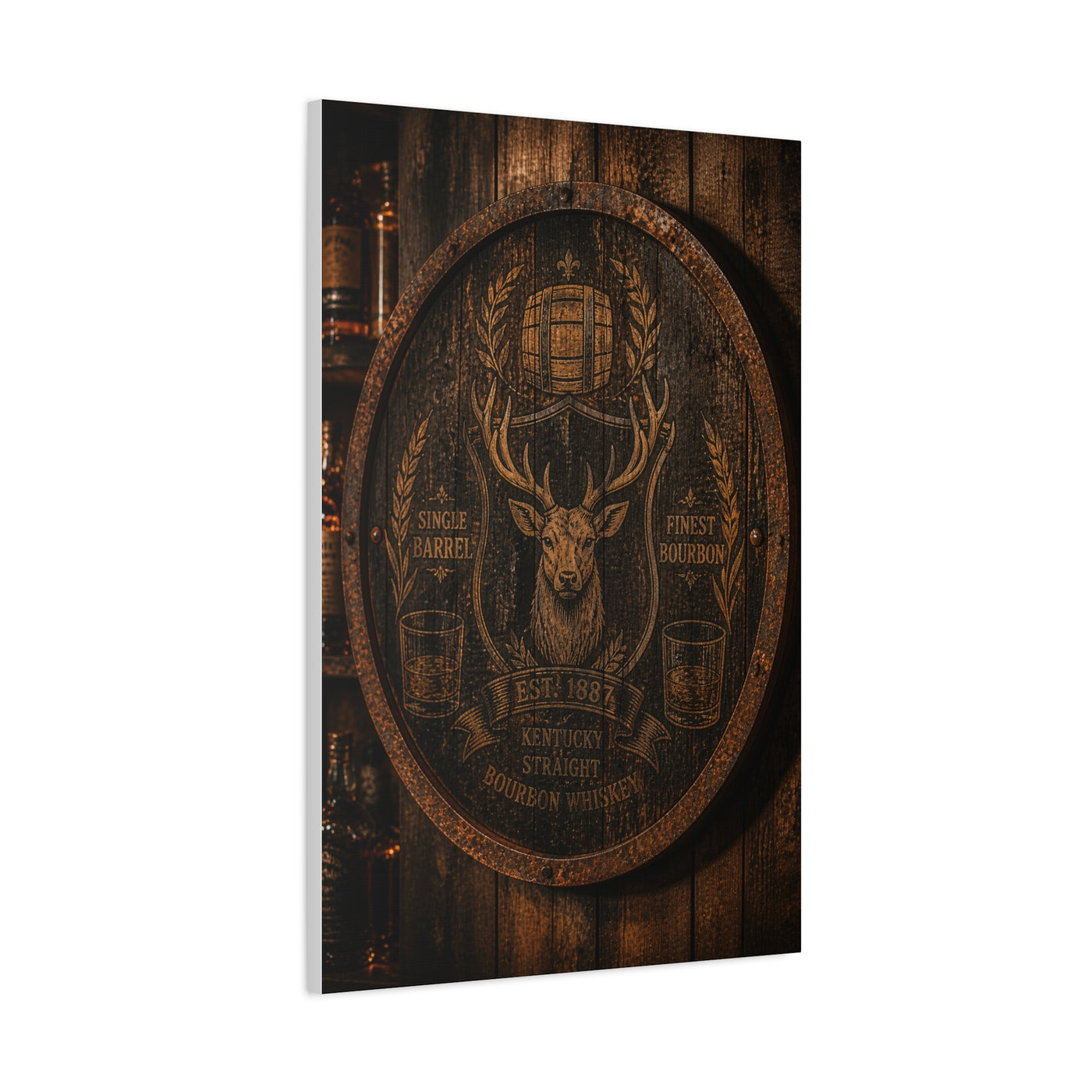 Bourbon Barrel Crest Wall Art & Canvas Print
