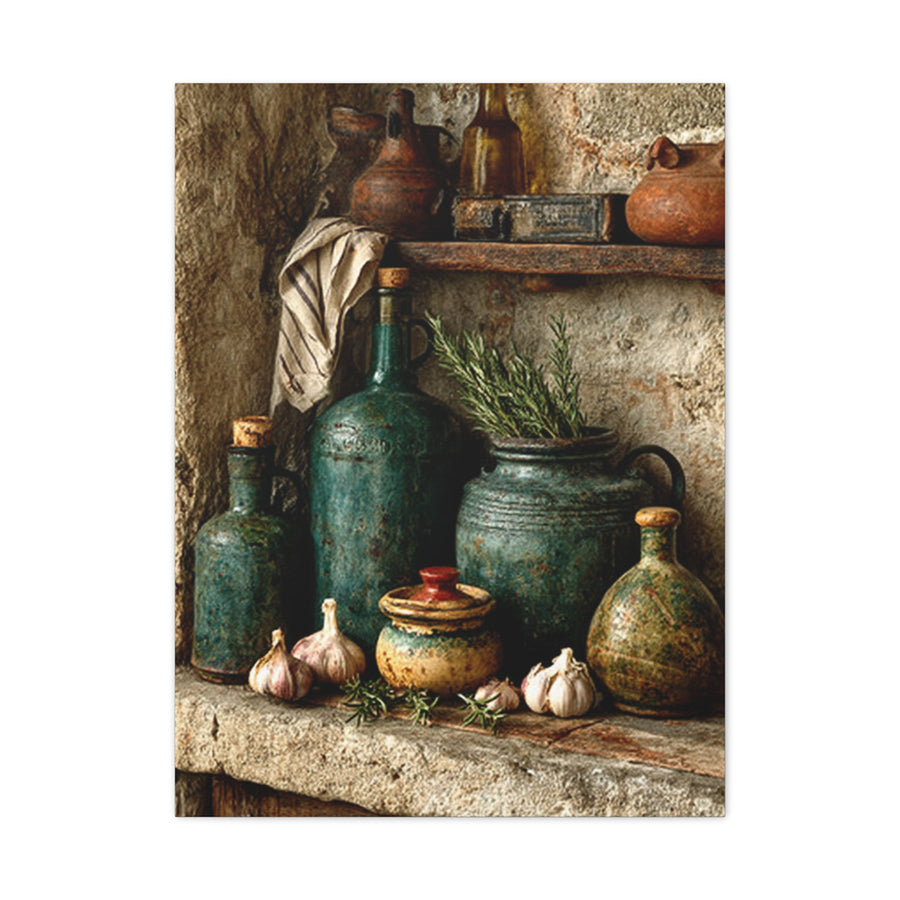 Rustic Ceramic Pantry Shelf Still Life Wall Art & Canvas Print