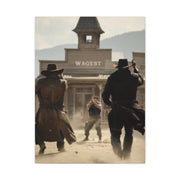 Frontier Gunfight in the Western Street Wall Art & Canvas Print