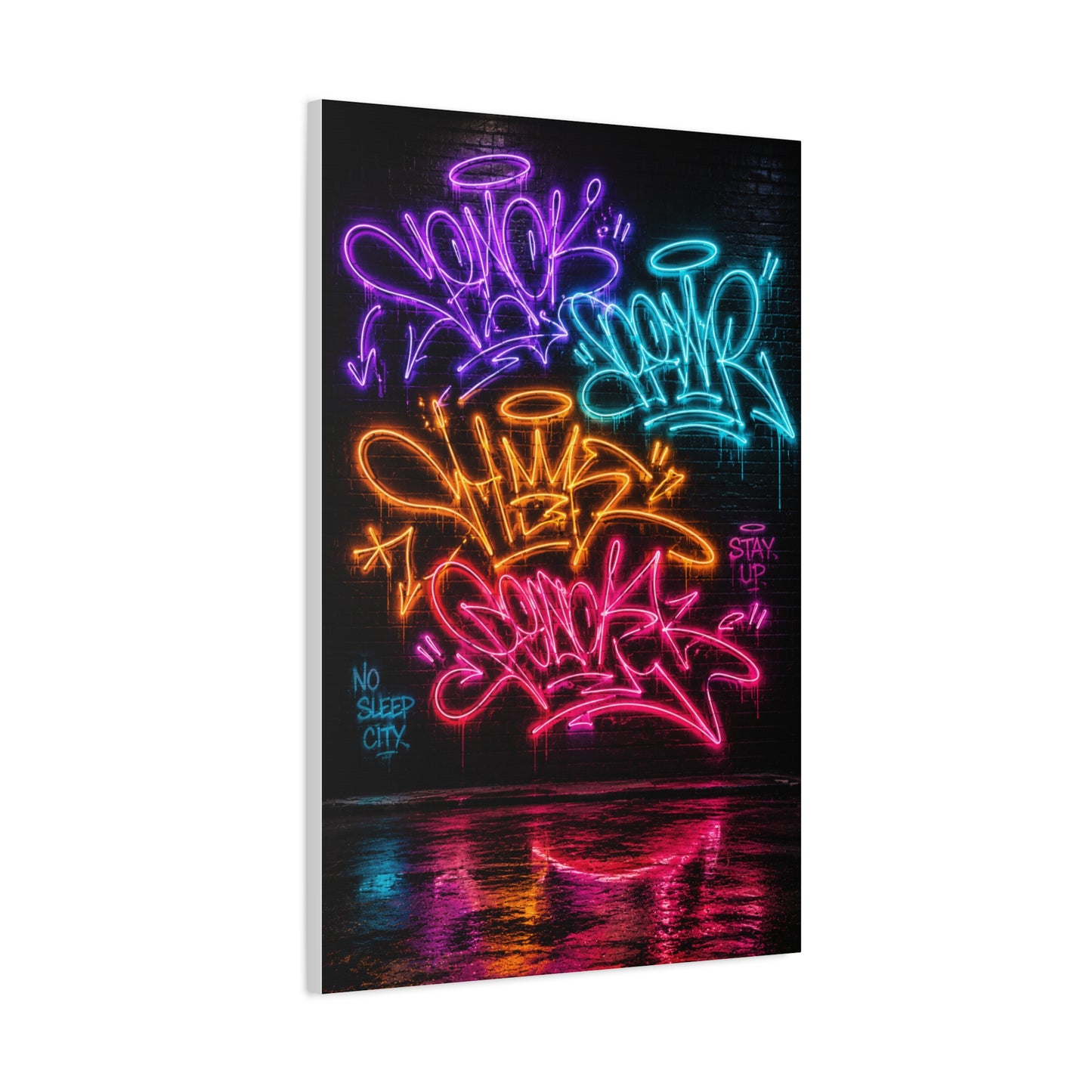 Neon Graffiti Tags Urban Glow Street Wall Art & Canvas Print
