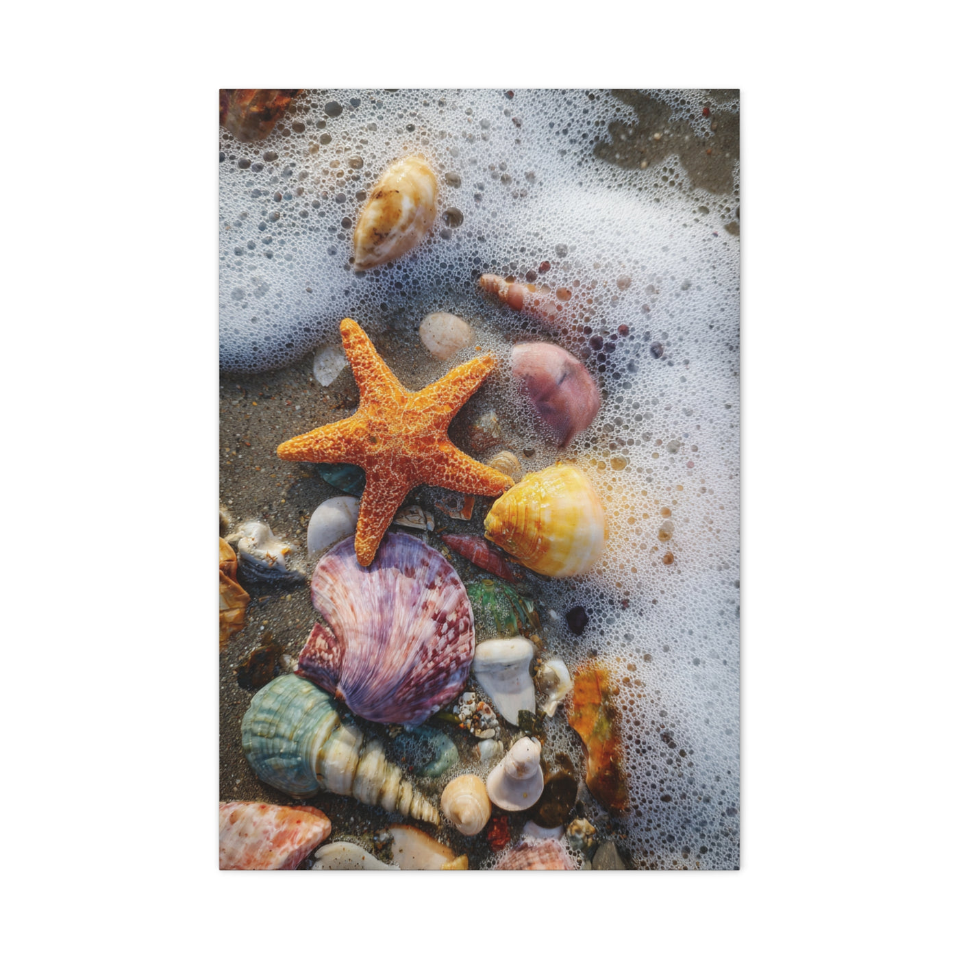 Seashells and Starfish on Ocean Shore Wall Art & Canvas Print