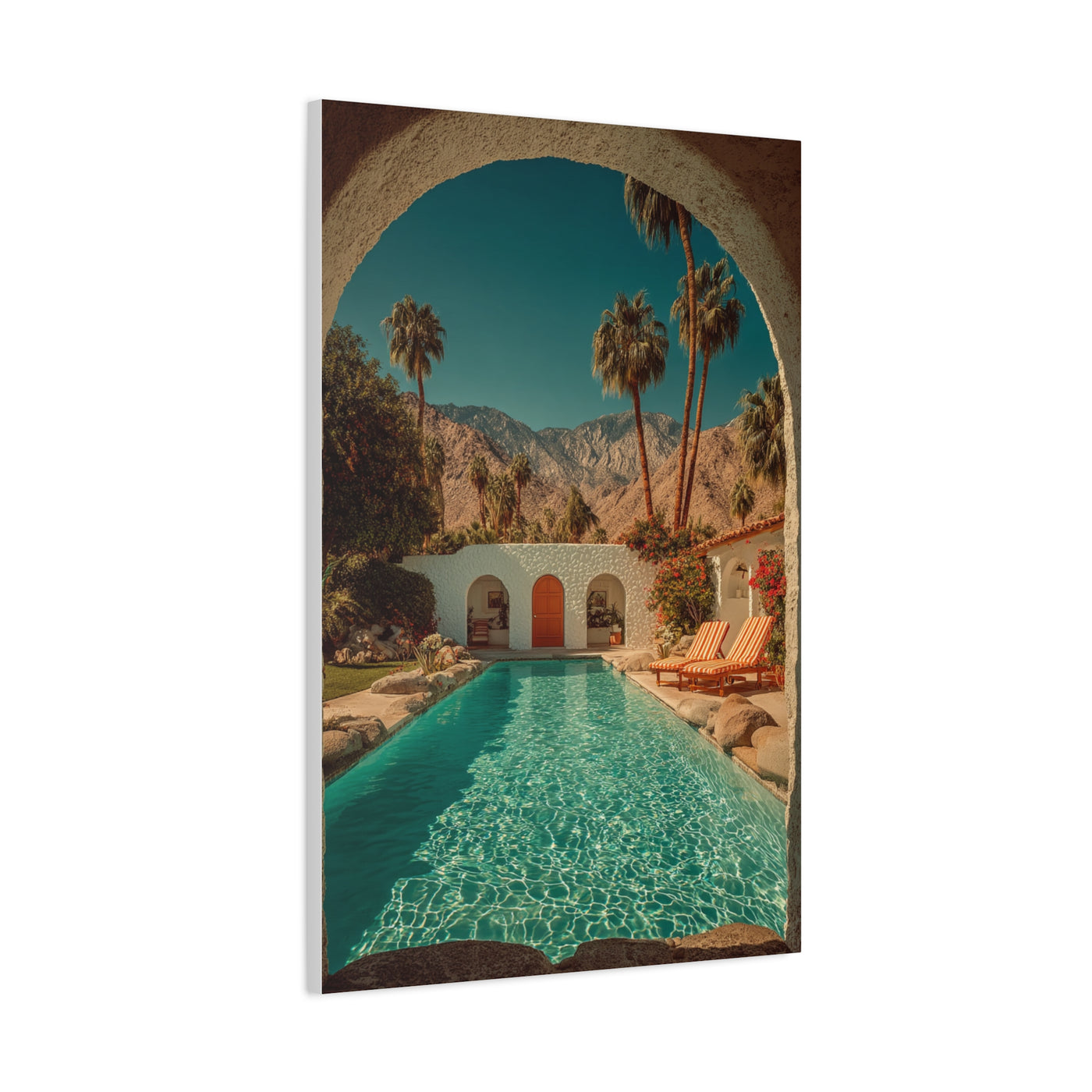 Palm Springs Courtyard Pool Escape Wall Art & Canvas Print