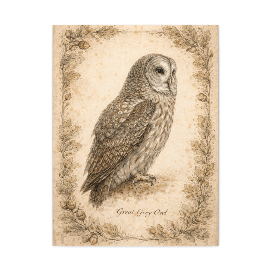 Antique Natural History Owl Study Wall Art & Canvas Print