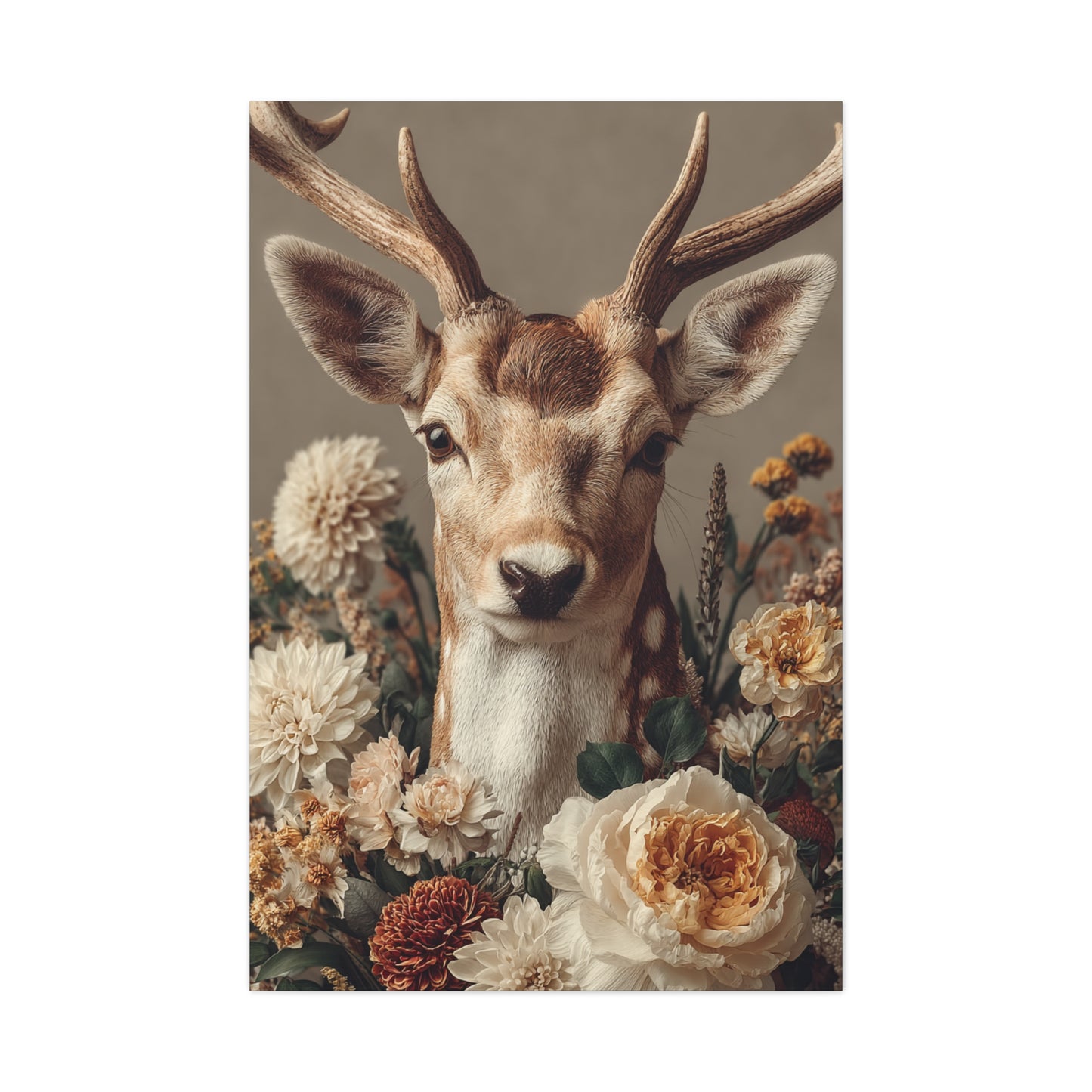 Botanical Deer Portrait Wall Art & Canvas Print
