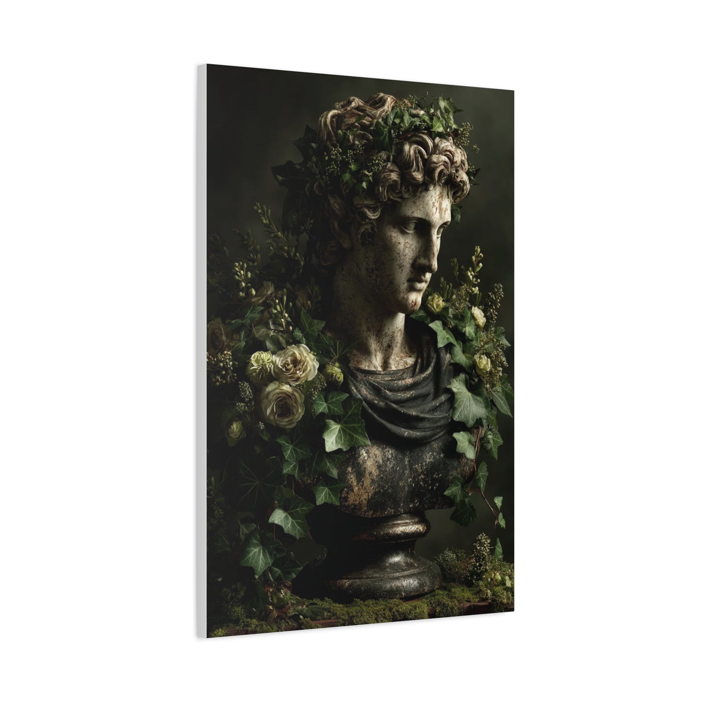 Classical Bust with Botanical Elegance Wall Art & Canvas Print