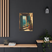 Italian Coastal Window Painting Wall Art & Canvas Print