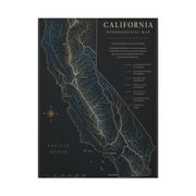 California Hydrological Map Wall Art & Canvas Print