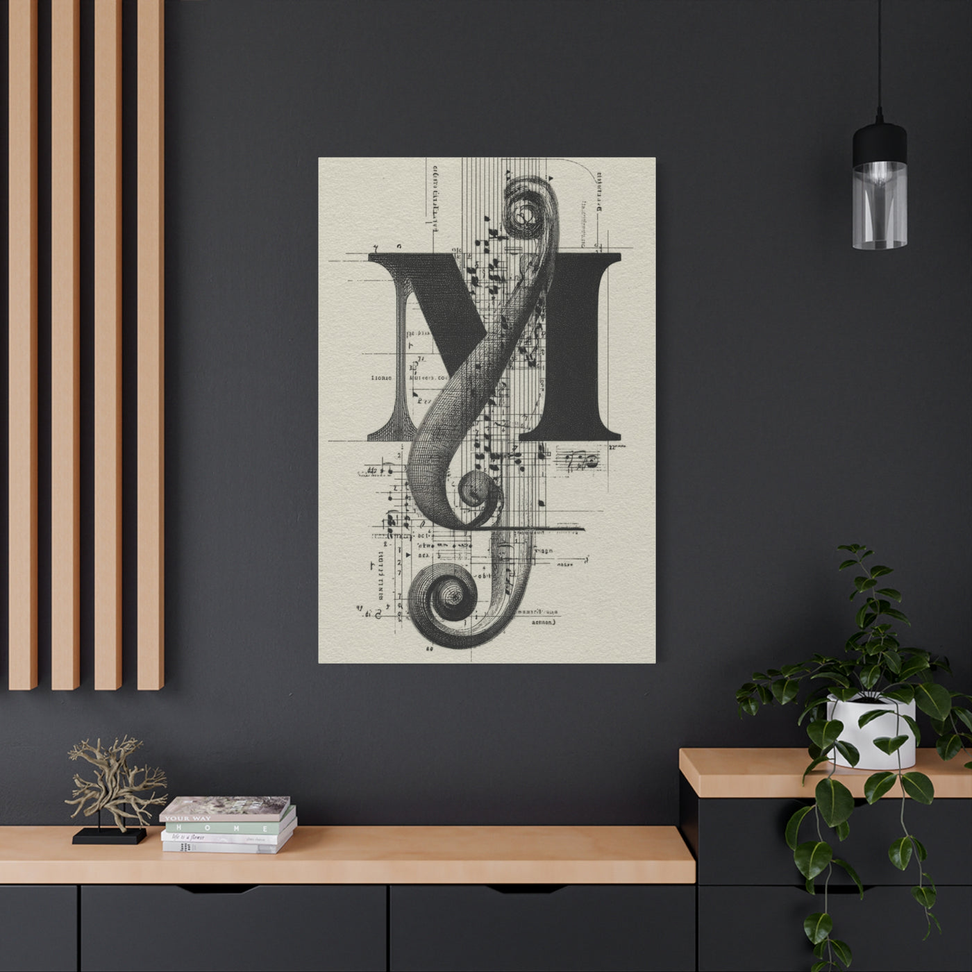 Musical Serif Monogram Illustration Wall Art & Canvas Print