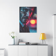 John Wick Neon Rain Close-Up Movie Poster Wall Art & Canvas Print
