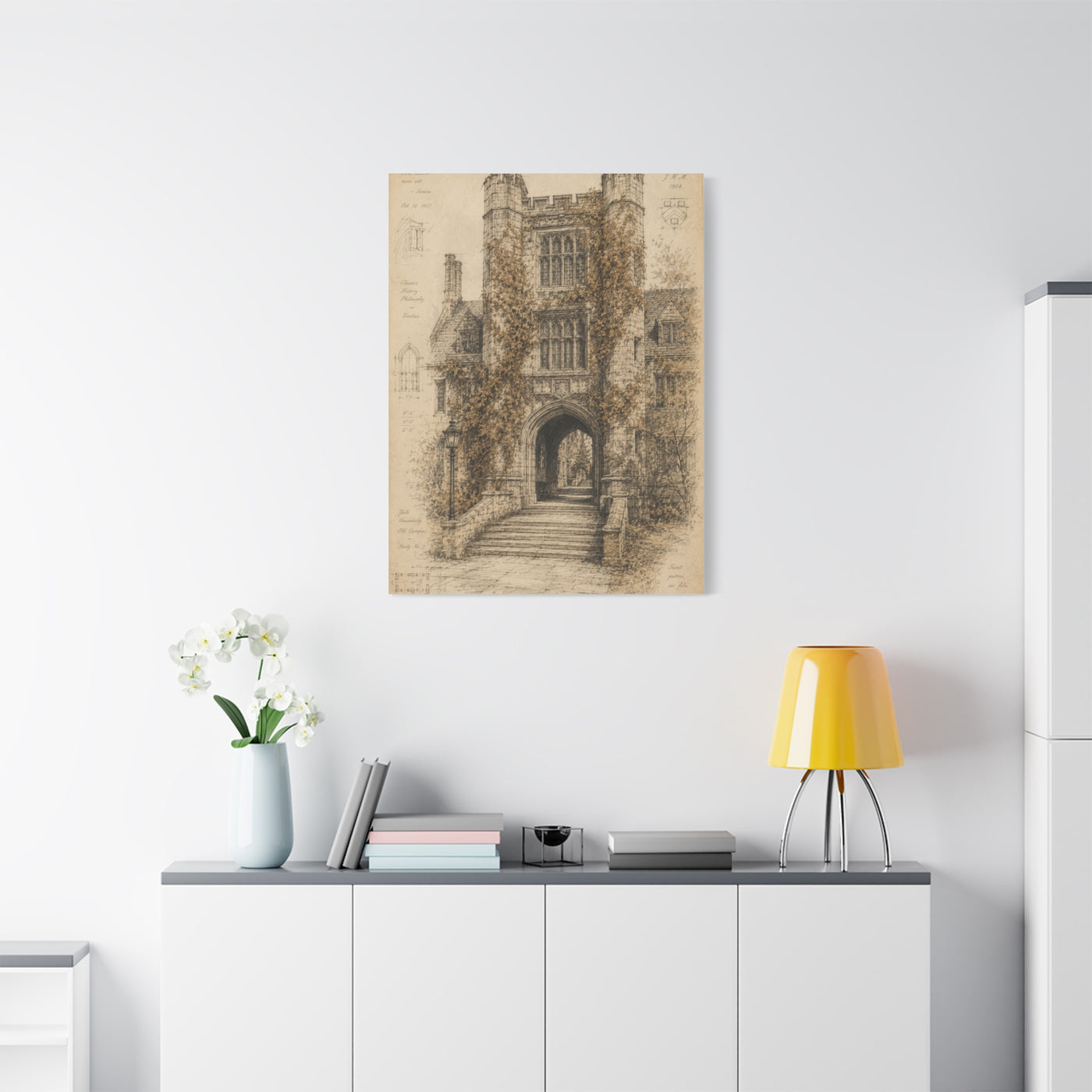 Ivy-Covered Gothic Arch Architectural Study Wall Art & Canvas Print