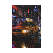NYC Graffiti Taxi Night Street Wall Art & Canvas Print
