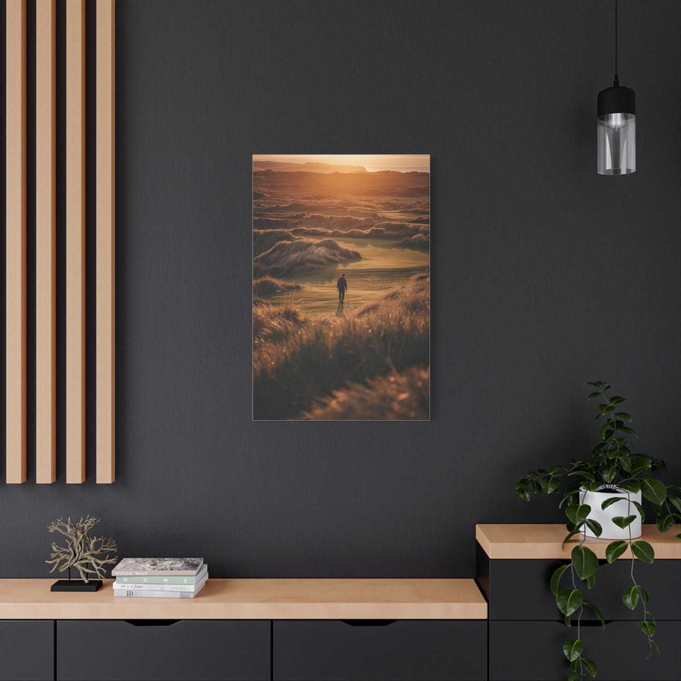 Scottish Links Golfer Sunrise Wall Art & Canvas Print